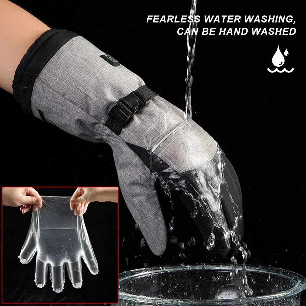 1Pair Winter Heating Gloves 5000mAh Battery Electric Cold Weather Heating Gloves Anti-Slip Waterproof Rechargeable for Men Women