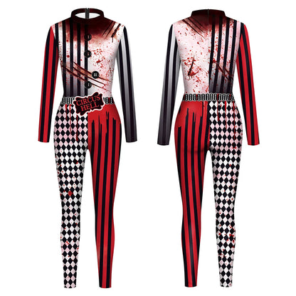 Zawaland Cosplay Costume Clown Women Printing Halloween Dress Up Matching Set Jumpsuits Carnival Party Dress Leggings Bodysuit