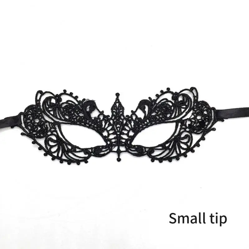 Elegant women's black lace masquerade mask with intricate design for costume parties