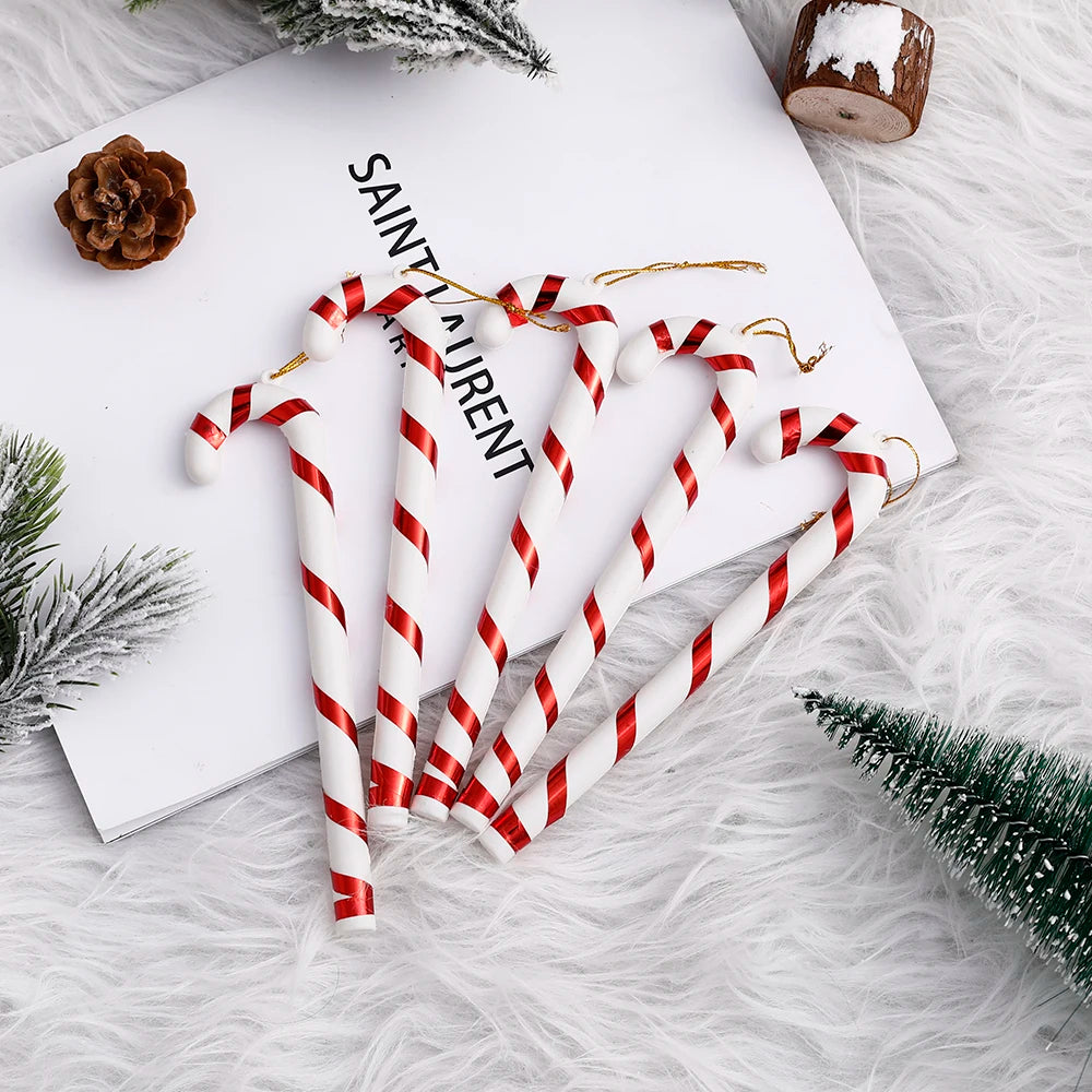 Christmas Decoration Red Christmas Candy Canes Christmas Tree Hanging Pendants Xmas New Year Home Decorations Kids Toys Navidad