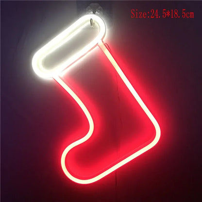 Christmas Gift Box Led Neon Sign Wall Light Santa Claus Coming Bedroom Kids Living Room Bar Party Wedding Decoration Night Lamp