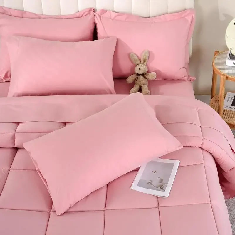 DOWNCOOL 7Pcs Comforter Sets, Multi-color Bedding Sets , All Season Down Alternative Bedding Comforter Sets