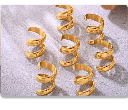 Fashion Spiral 316L Stainless Steel Rings For Women Men 18K Gold Plated Spring Shape Unisex Women's Men's Ring Couples Jewelry