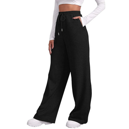 Women’s Drawstring Sweatpants Wide Straight Leg Pants Solid Color Sweatpants Casual Pants For Women 2024 Spring Emale Clothes