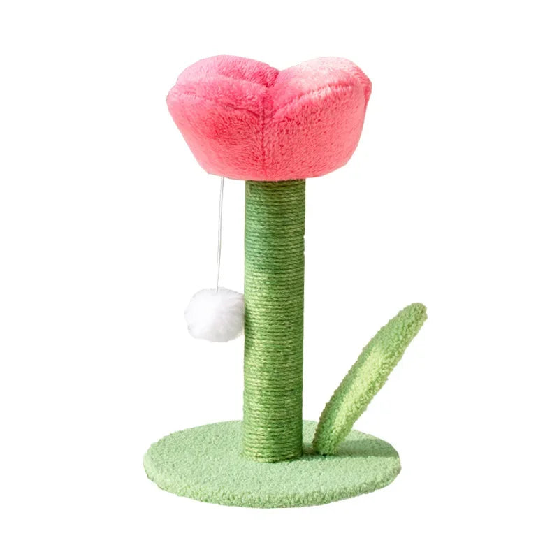 Tulip Shaped Cat Tower Scratching Column Sisal Cat Scratching Board Cute Ins Kitten Teasing Toys Cat Tree House Pet Supplies