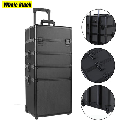 4 in 1 Trolley Make Up Case Cosmetic Nail Hairdressing Beauty Vanity Trolley Rolling Train Case Large Capacity Luggage Bag
