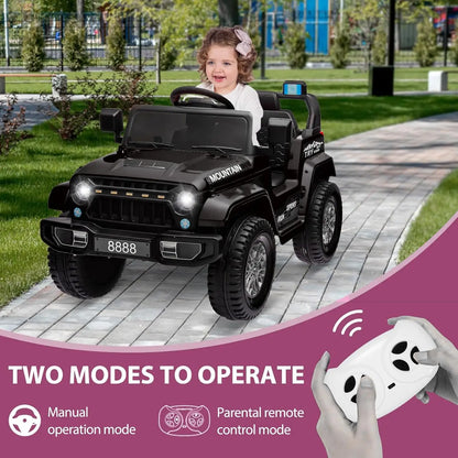 12V Children's Electric Car, Car with 2.4 G Remote Control, Children's Electric Car with Bluetooth, Music, Horns and Headlights