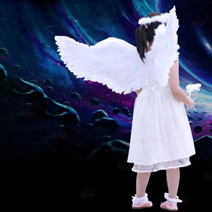 White Angel Feather Wings Cosplay with Elastic Straps