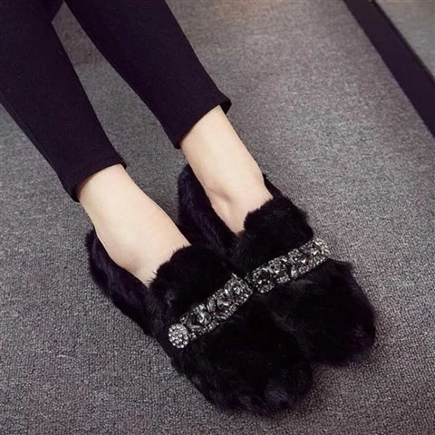 2025 New Fashion Women's Snow Boots Imitation Mink Hair Autumn and Winter Plus Cotton Wool Shoes Large Thick Sole Cotton Shoes
