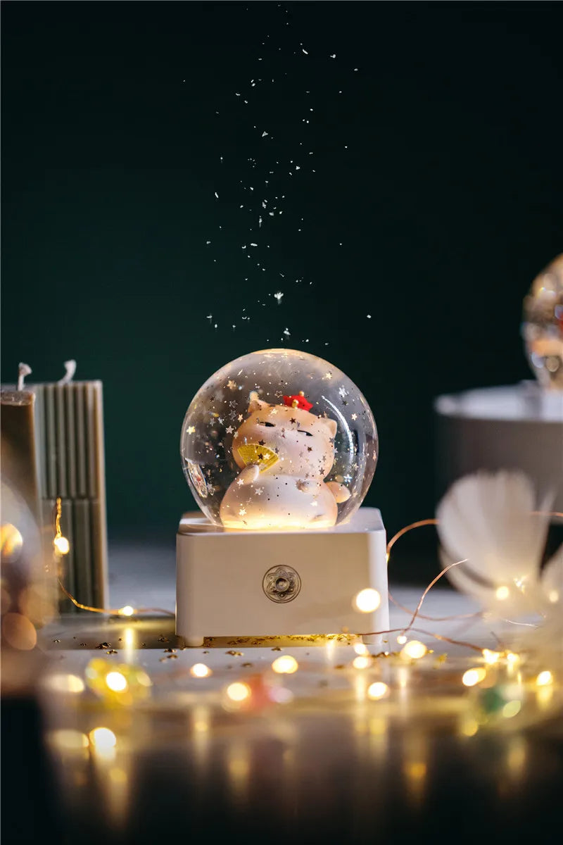 Unicorn Crystal Ball Music Box Snow Globe Night Lamp Birthday Gift for Girls Children Christmas Gift Music Crafts with Snowflake