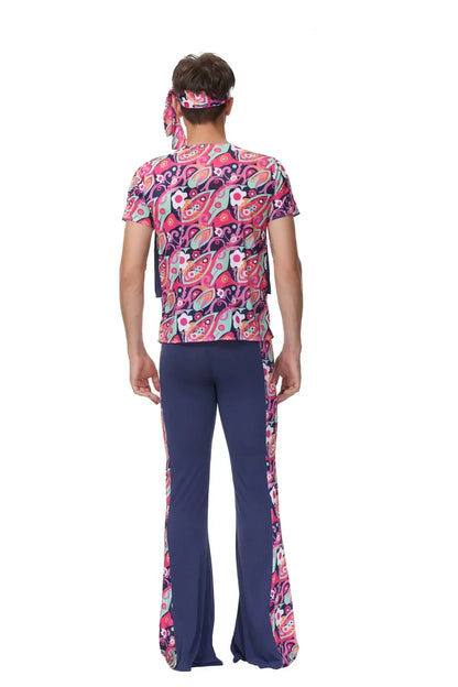 Halloween Costume 70s 80s Retro Hippie Go Go Girl Disco Women Men Couple Purple Fancy Dress Party Peace Lover Hippie Performance