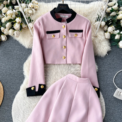 Women Two-Piece Sets Sexy Long Sleeve Single Breasted Top and High Waist Slim Skirt Korean Fashion Casual Autumn Winter Clothing