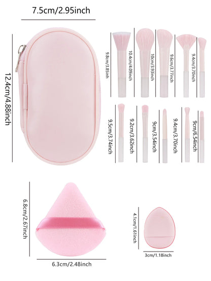 New Mini Makeup Brush Set 10PCS Eyeshadow Loose Powder Brush Travel Portable Soft Hair Makeup Tools Christmas gift