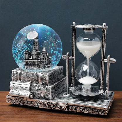 Christmas Snow Globe with Music Box Table Art Home Room Decoration Suitable for Office Wine Cooler Decor