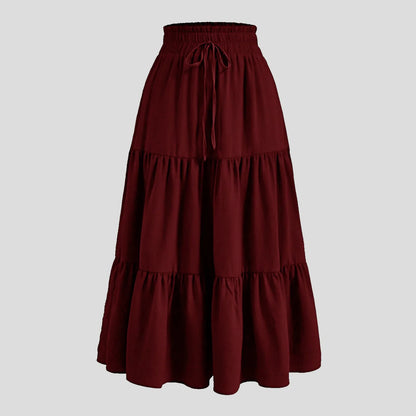 Women'S Boho Vintage Floral Print Maxi Skirt Elastic High Waist Pleated Flowy A Line Long Skirts Toddler Fall 2024 Falda Short