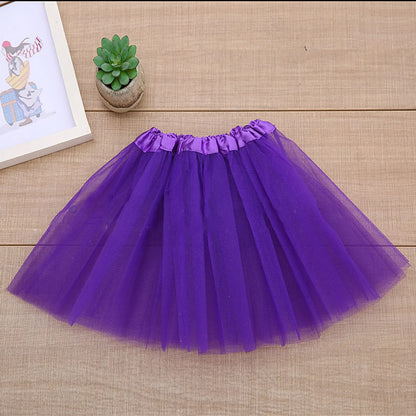 Fashion Kids Mesh Princess Solid Color Dance Ballet Tutu Faldas