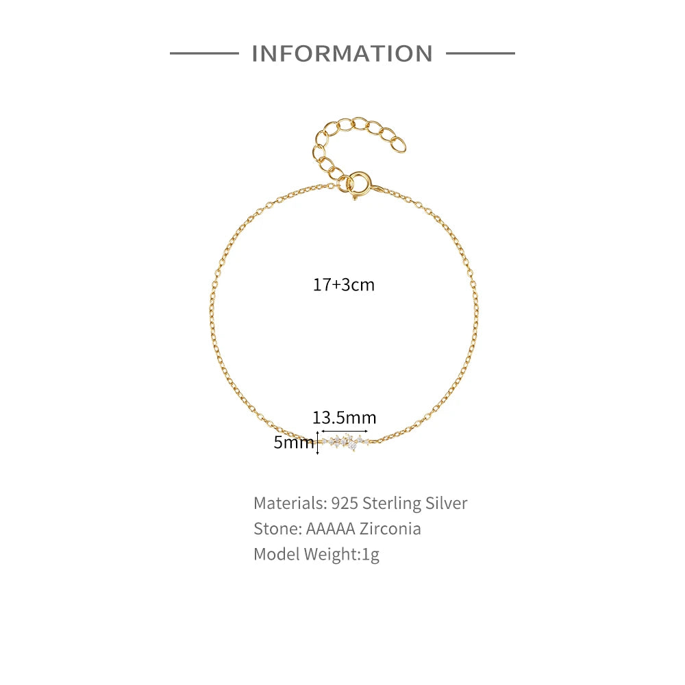 BOAKO 925 Sterling Silver Allergy Prevention Women's Bracelet Geometric Single Row Zircon Bangle Bracelets Pulseras Para Parejas