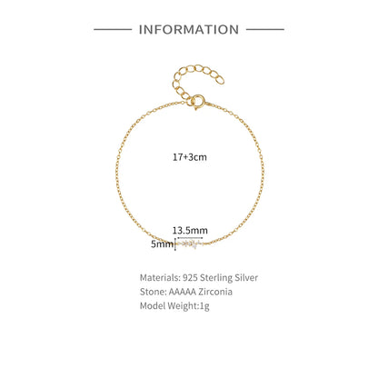 BOAKO 925 Sterling Silver Allergy Prevention Women's Bracelet Geometric Single Row Zircon Bangle Bracelets Pulseras Para Parejas