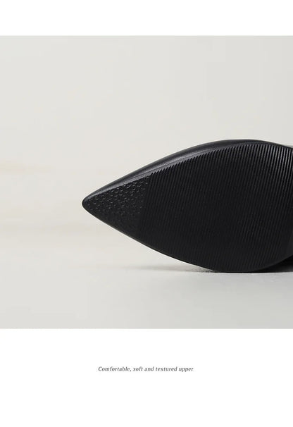 2025 Winter Knee Boots With Heels Woman 10CM Stiletto Fashion Slip on Pointy Autumn Shoes Women Soft Leather Pleated Long Boots