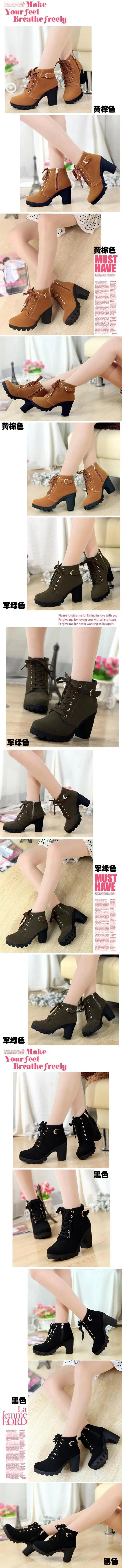 Boots Women Shoes Women Fashion High Heel Lace Up Ankle Boots Ladies Buckle Platform Artificial Leather Shoes bota feminina 2024