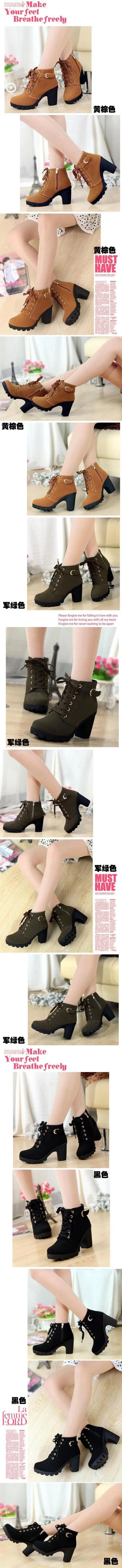 Boots Women Shoes Women Fashion High Heel Lace Up Ankle Boots Ladies Buckle Platform Artificial Leather Shoes bota feminina 2024