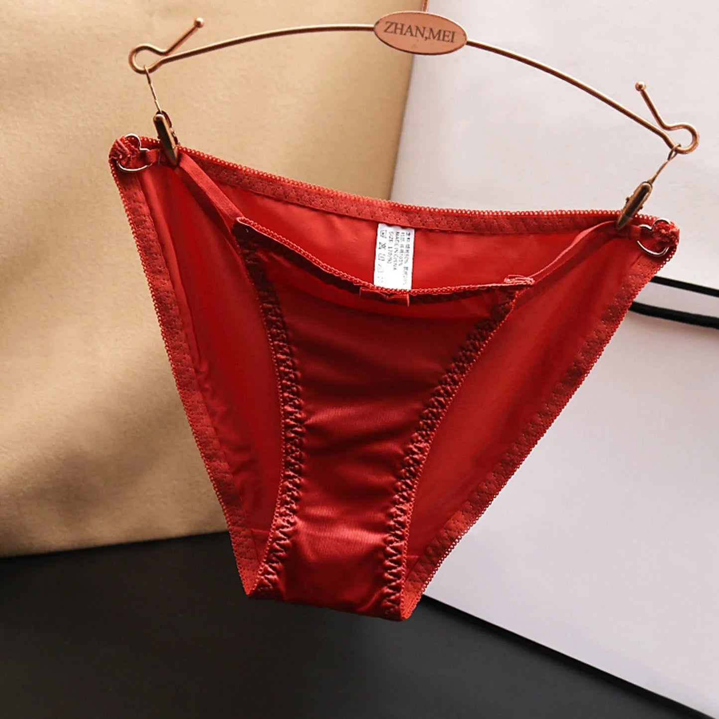 Comfortable Underwear Women French Bow Sexy Hollow Out Underpant For Women With Low Waist Seamless Satin Valentines Panties