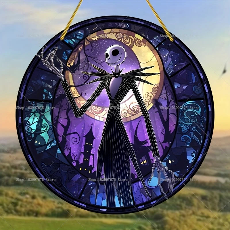 The Nightmare Before Christmas Jack Skellington Sun Catcher 2D Flat Acrylic Hanging Sign for Home Garden Wall Decor Kids Gift
