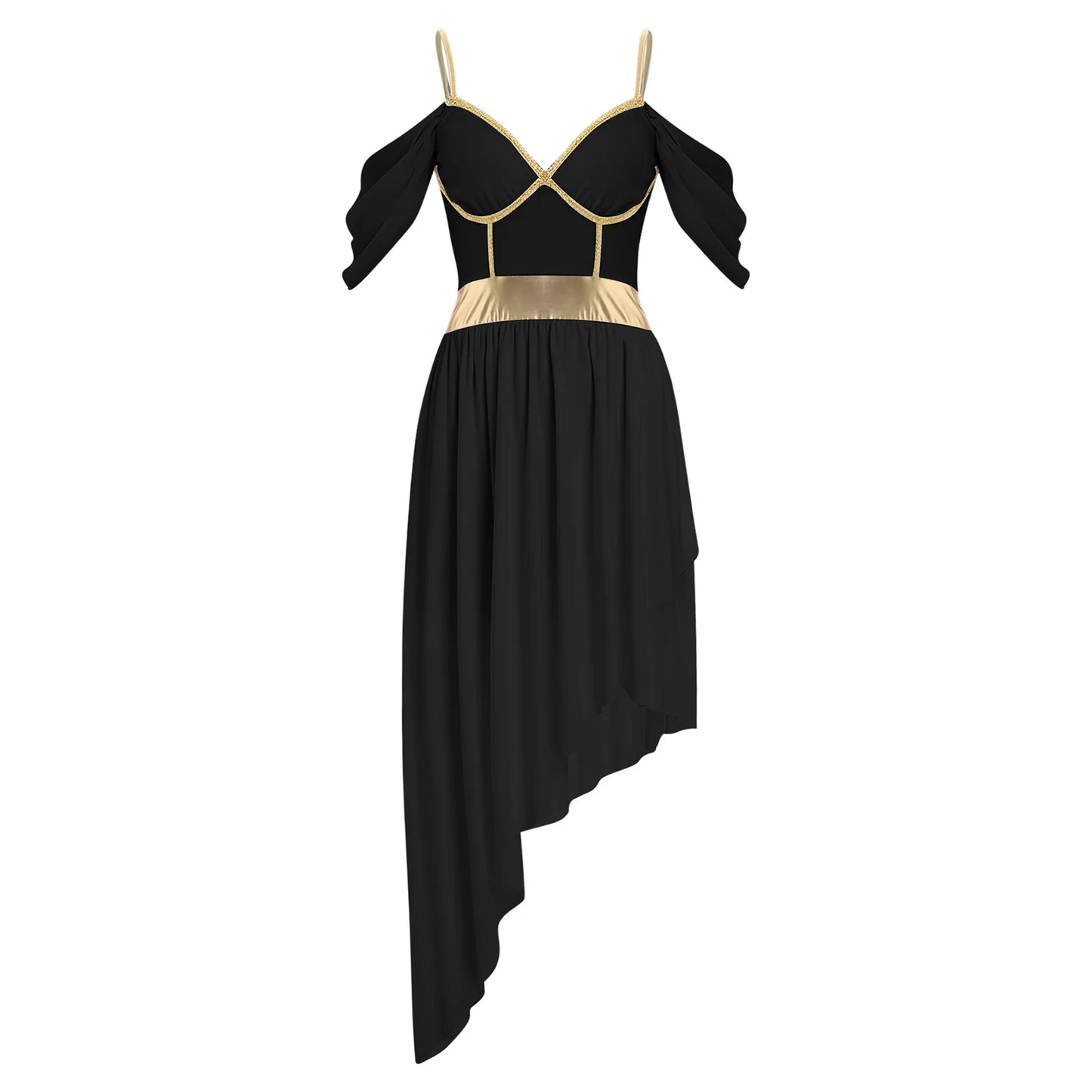 Womens Ancient Greek Costume Halloween Roman Queen Cosplay Dress Metallic Shiny Off Shoulder Sling Carnival Roleplay Dress Up