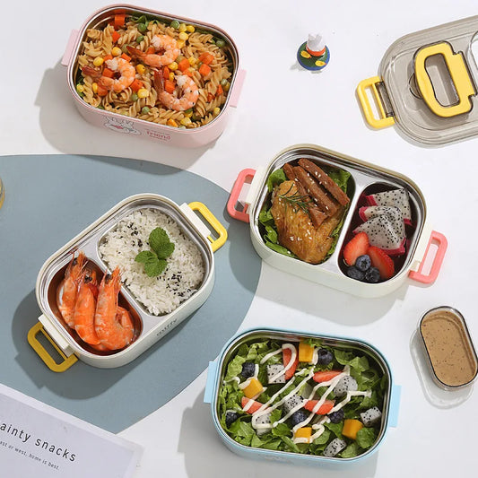 Kawaii Miffy Stainless Steel Divided Lunch Box Water Heated Student Lunch Box Cartoon Portable Bento Box Christmas Gift Toy