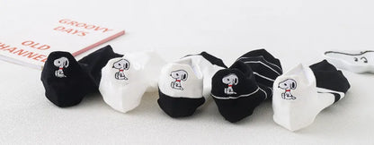 5 Pairs/lot Snoopy Socks Cotton Casual Warm Women Streetwear Kawaii Embroidery Socks Short Happy Ankle Breathable Sports Socks