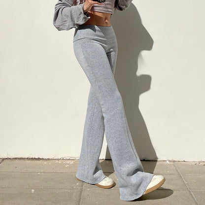 Low Waist Fashion Hip Hop Casual Tight Stretch Flare Pants Sweatpants Women