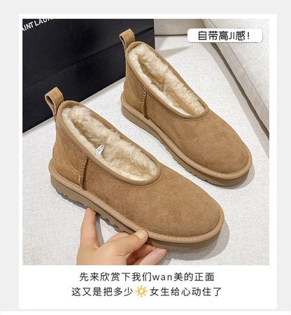 2025 Women Winter Ultra Mini Boot Designer Australian Platform Boots for Leather Warm Ankle Fur Booties Luxury Boots round toe