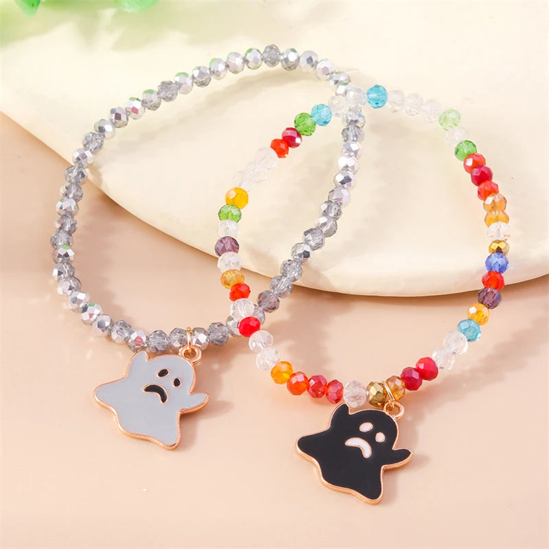 EtherealBe Bohemian Halloween Ghost Bracelet featuring colorful beads and ghost charms for festive style