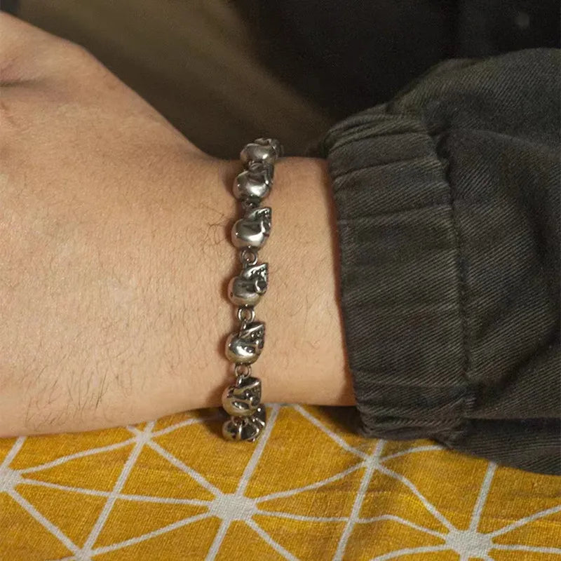 Vintage Gothic Full Skull Bracelet Motorcycle Riding Rock Bike Hip Hop Punk Jewelry Halloween Gift