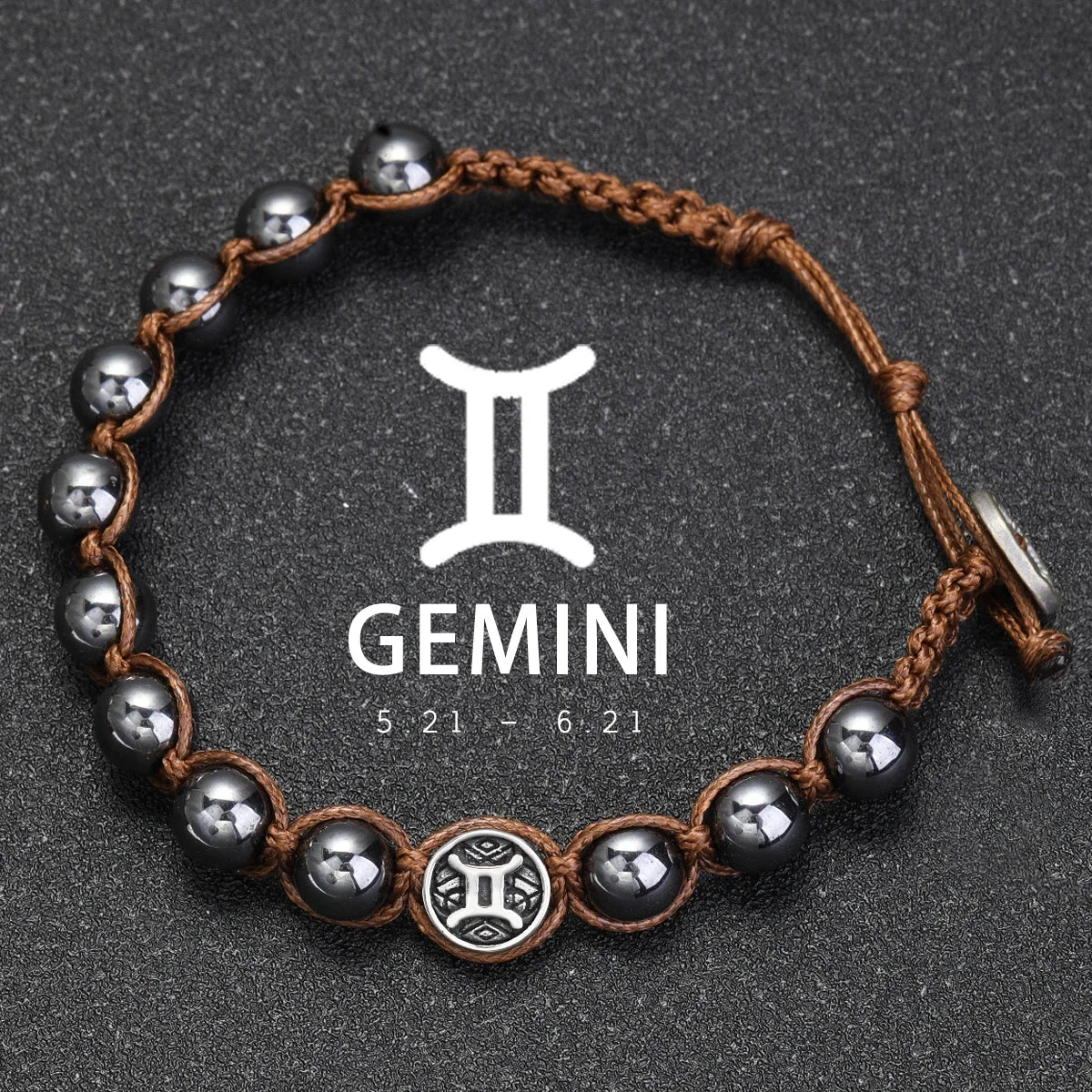 12 Constellation Bracelet Stainless Steel Accessories Handmade Bracelet 8mm Hematite Beads Men's and Women's Bracelet Jewelry