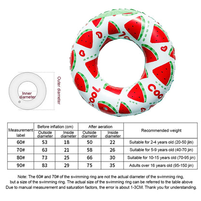 Summer Inflatable Swim Ring Watermelon Pattern PVC Pool Floats Leakproof Striped Pool Rings for Adult Kids Pool Beach Party ﻿