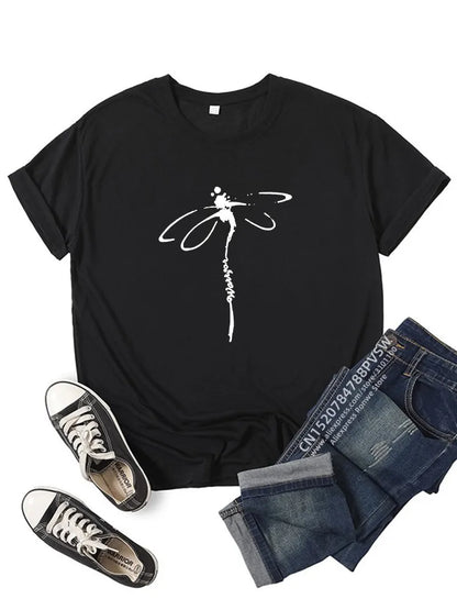Women Motif libellule Dragonfly Funny Print T-shirt Girl Daily Y2K Harajuku 90s Tee Tops Female Funny Mom Gift Sreewear Clothes