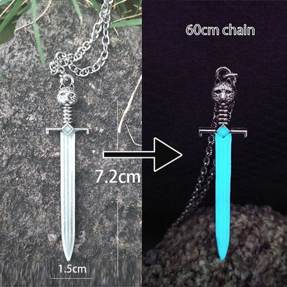 Luminous Glowing Cat Blade Sword Necklace Sword Necklace Glow In The Dark Necklace Pendant for Women Men Gift Halloween
