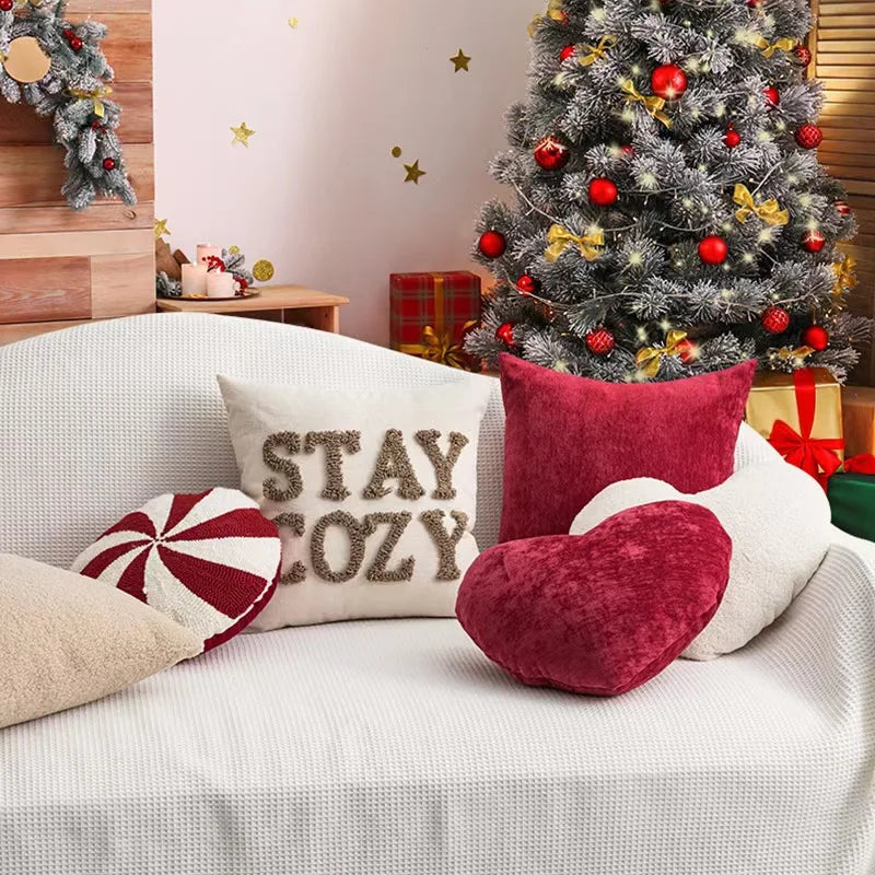 Hot High Face Value Pillow New Year Holiday Decoration Pillow Bedroom Bedside Sofa Cushion Christmas Red Candy Pillow Cover Gift
