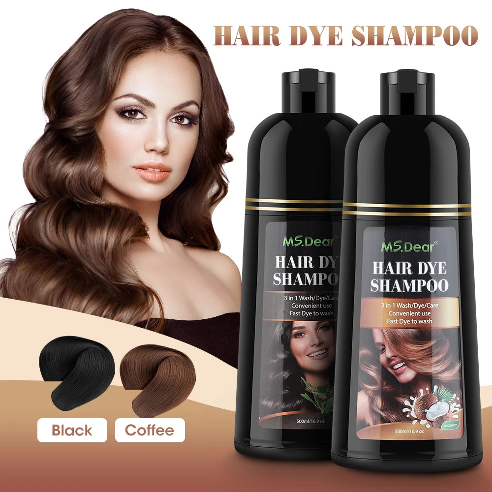 500ml Natural Plant Conditioning Hair Dye Black Shampoo Fast Dye White Grey Hair Removal Dye Coloring Black Hair