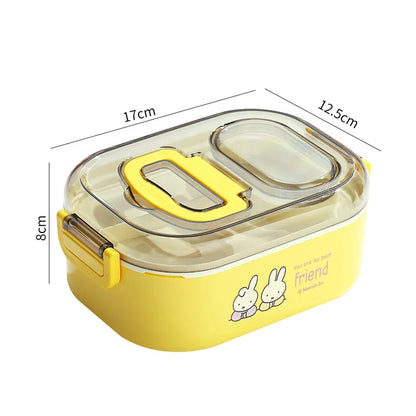 Kawaii Miffy Stainless Steel Divided Lunch Box Water Heated Student Lunch Box Cartoon Portable Bento Box Christmas Gift Toy
