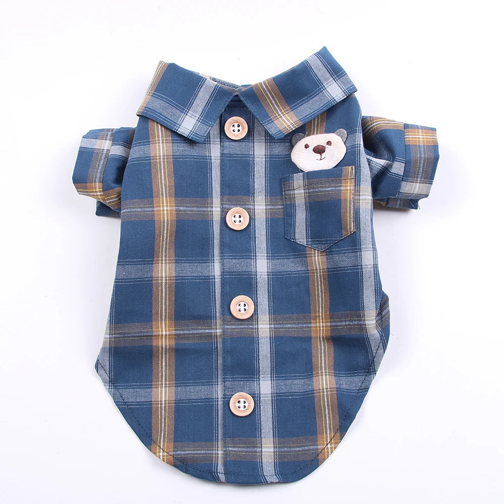 Plaid Dog Shirt Cat Shirts Pet Puppy Spring/Summer Clothing Apparel