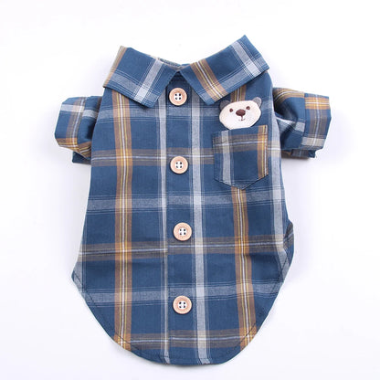 Plaid Dog Shirt Cat Shirts Pet Puppy Spring/Summer Clothing Apparel