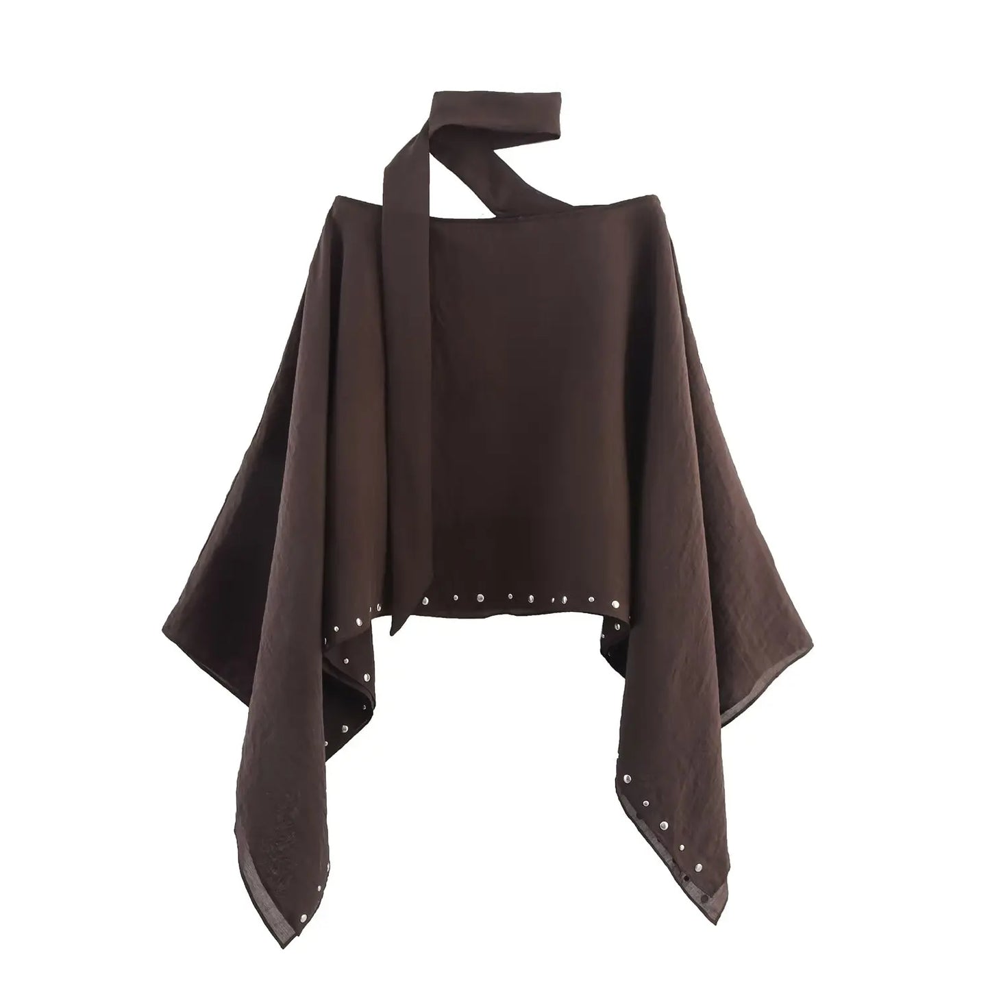 Women's Loose Cropped Cloak Jackets for Women 2025 Summer Rivet Scarf New In Cape Coats And Jackets Holiday Casual Poncho