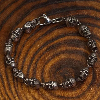Vintage Gothic Full Skull Bracelet Motorcycle Riding Rock Bike Hip Hop Punk Jewelry Halloween Gift