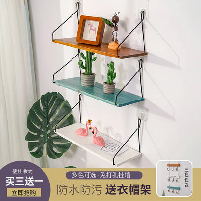 Nordic Wooden Wall Hanging Shelves Living Room Decor Display Stand Home Wall Decoration Bedroom Storage Shelf