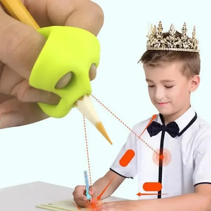 3 Finger Silicone Pencil Pen Holder Children Writing Learning Tool Stationery Aid Grip Posture Correction Device 1 Piece/ Set