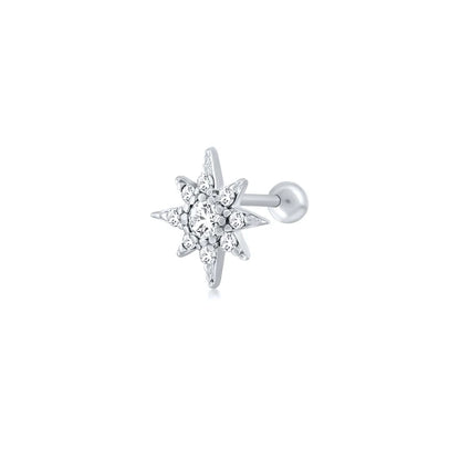 CANNER Pendientes Plata 925 Piercing Stud Earrings For Women Cubic Zirconia 925 Sterling Silver Cartilage Earring Jewerly 1pcs