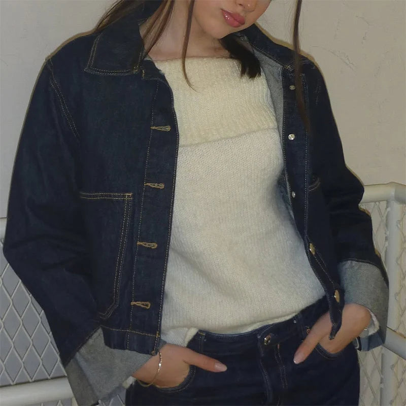 Denim Skirt Women Set Casual Long Sleeve Lapel Pocket Button Jacket Pleated Min Skirts 2025 Spring Summer Lady Suit