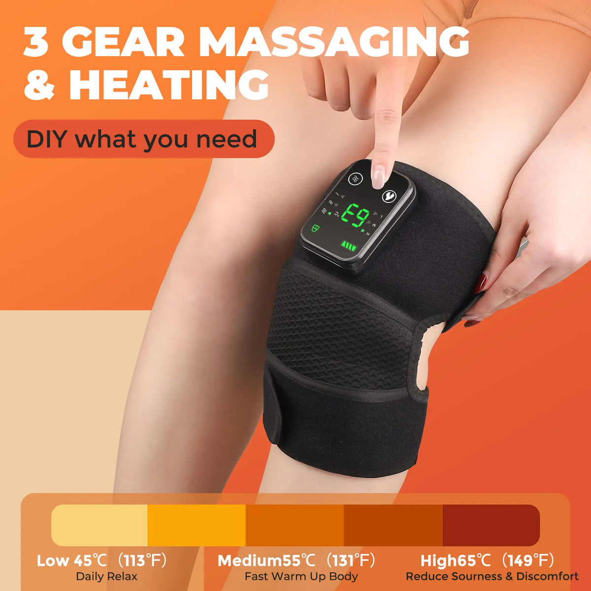 Electric Heating Knee Massager 3 in 1 Joint Elbow Shoulder Pain Reliever Thermal Vibration Physical Therapy Massage Knee Warmer